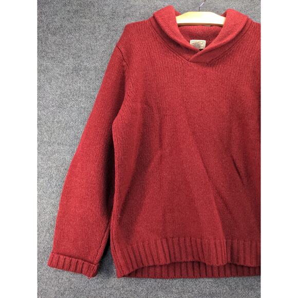 L.L. Bean Men's 100% Shetland Wool Sweater Size L Red Elbow Pads - Picture 6 of 11